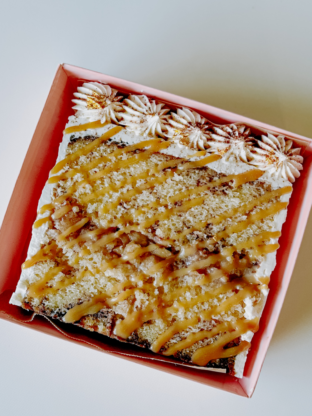 Caramel Apple Cinnamon Roll Cake Slice
