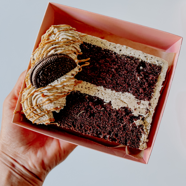 Peanut Butter Chocolate Cookies and Cream Cake Slice
