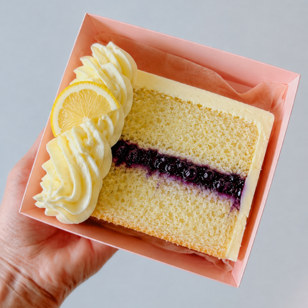Lemon Blueberry Cake Slice