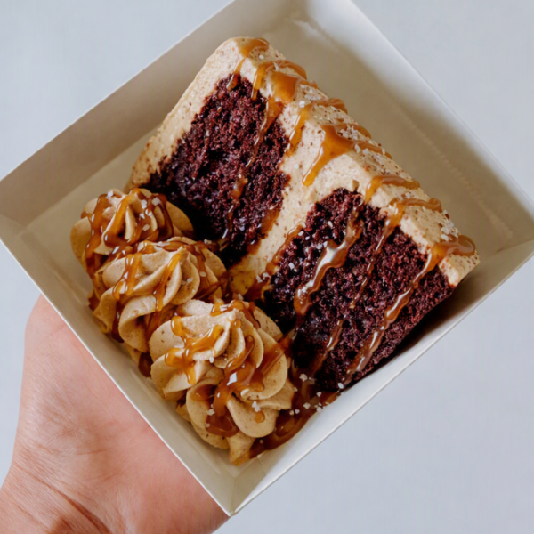 Chocolate Salted Caramel Cake Slice
